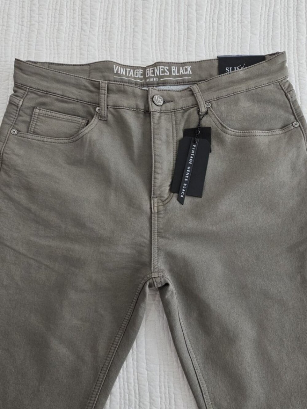 Vintage Genes Black Jeans Men's 36x30 Gray French Terry Denim Stretch NWT NEW - Picture 3 of 16